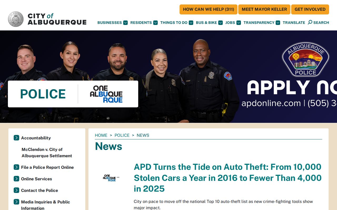 Albuquerque Police Department official news and arrest-release records page